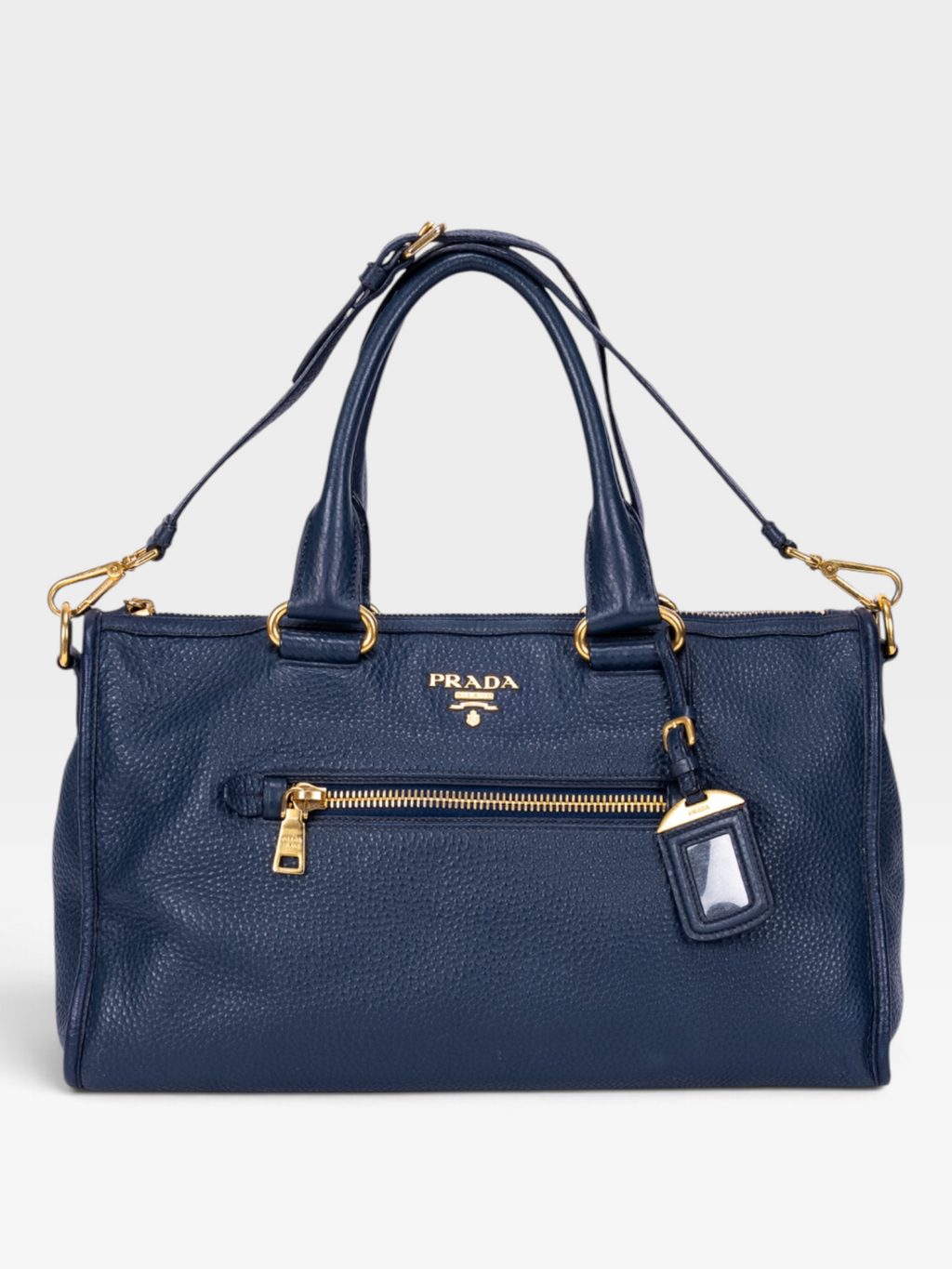 Prada Vitello Daino Motor Tote Bag In Navy