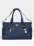 Prada Vitello Daino Motor Tote Bag In Navy