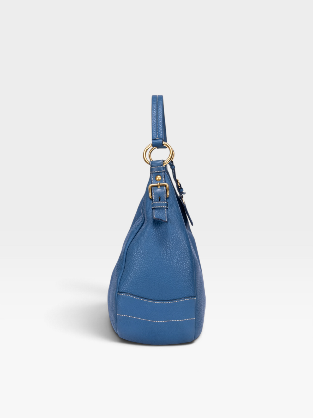Prada Vitello Daino Hobo Bag In Blue Calf Leather