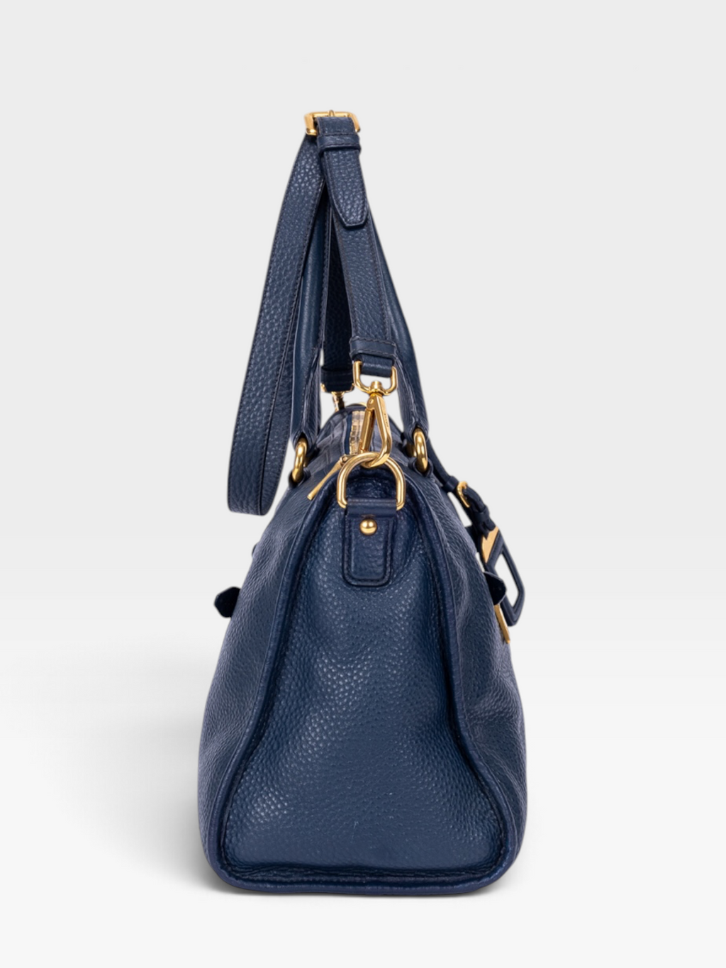 Prada Vitello Daino Motor Tote Bag In Navy