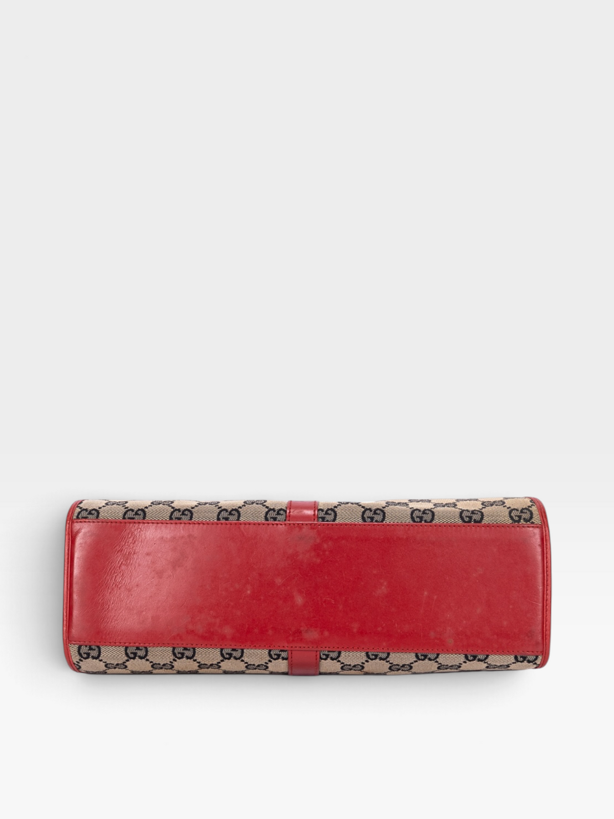 Gucci Jackie Bardot Shoulder Bag In GG Canvas With Red Trim