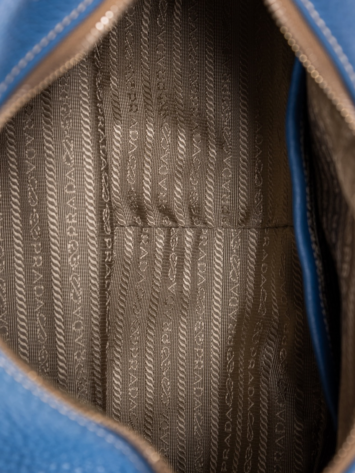 Prada Vitello Daino Hobo Bag In Blue Calf Leather