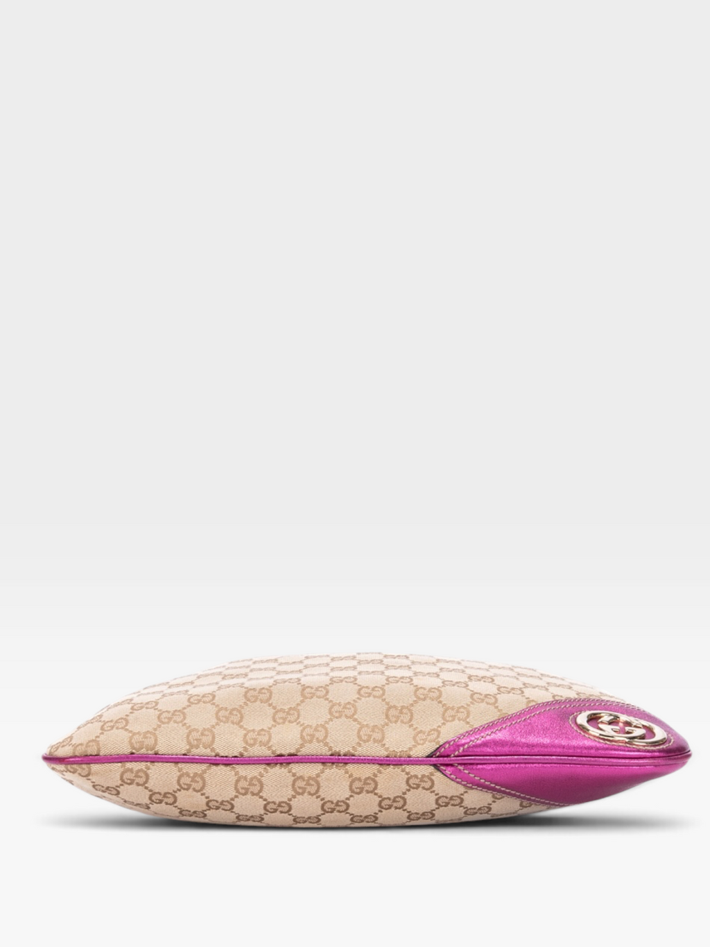 Gucci GG Canvas Britt Hobo Bag With Hot Pink Trim