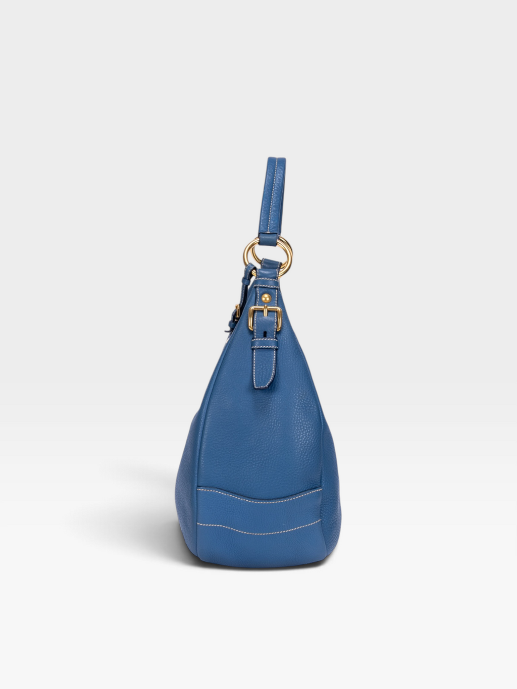 Prada Vitello Daino Hobo Bag In Blue Calf Leather