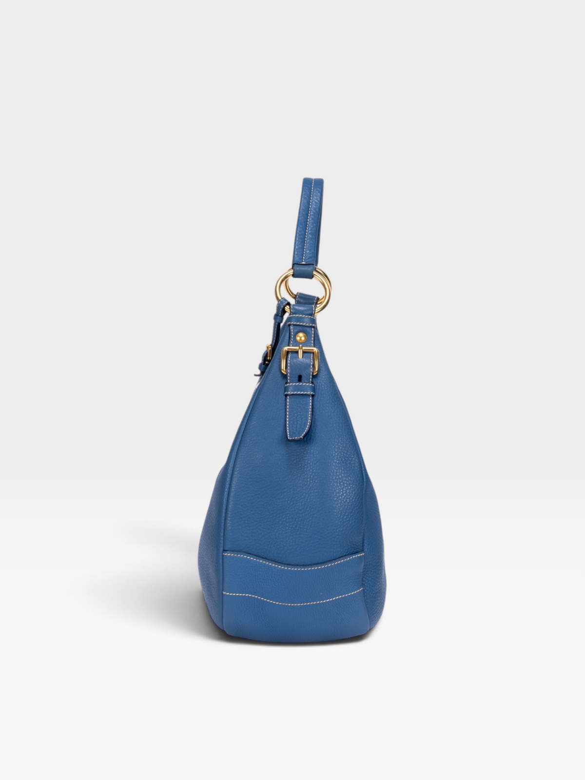 Prada Vitello Daino Hobo Bag In Blue Calf Leather