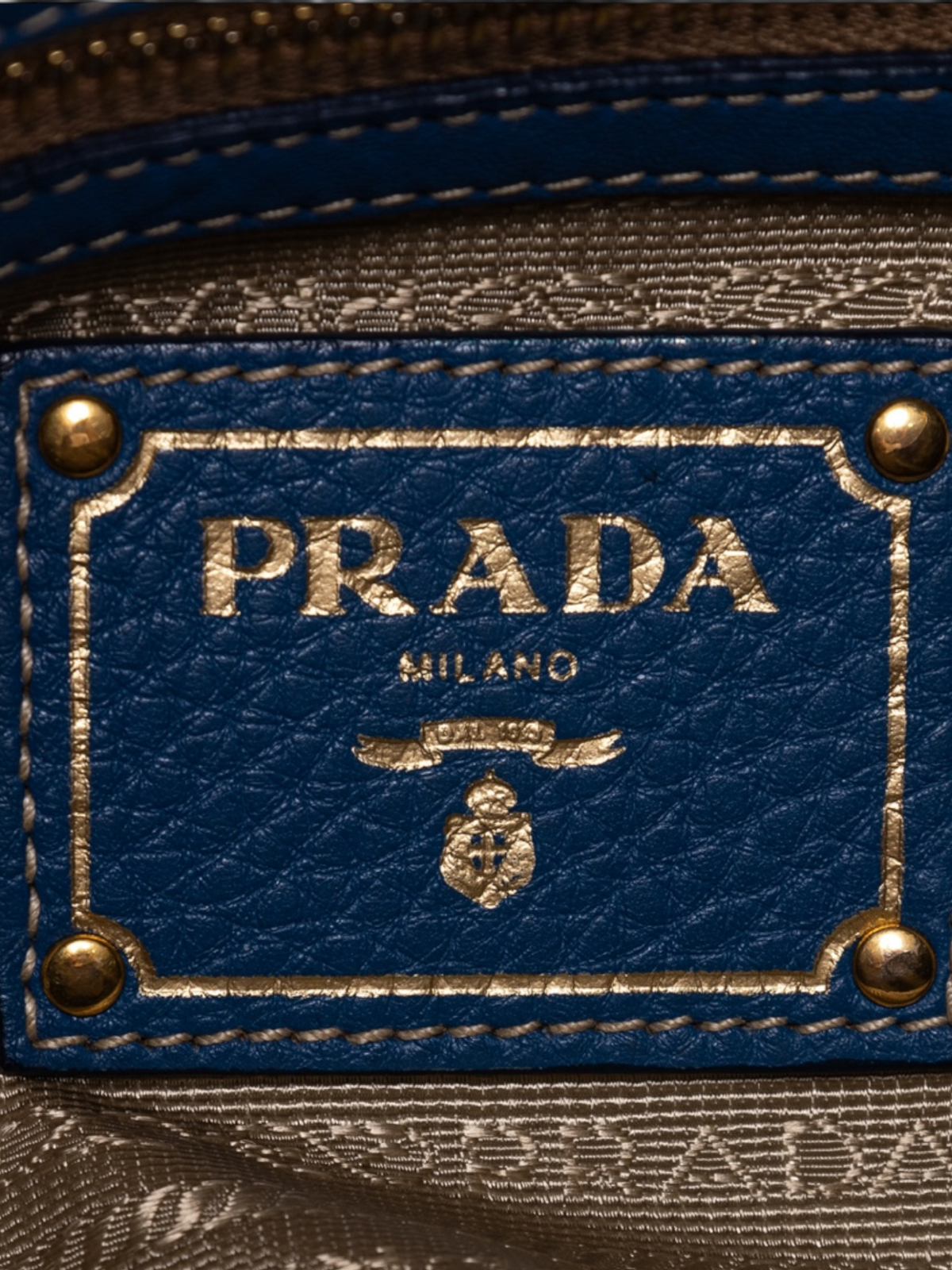 Prada Vitello Daino Hobo Bag In Blue Calf Leather