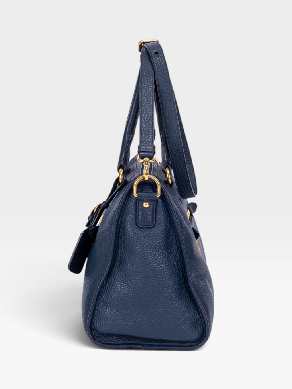 Prada Vitello Daino Motor Tote Bag In Navy