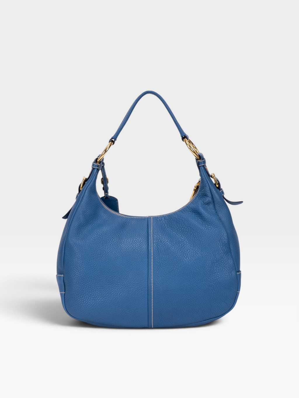 Prada Vitello Daino Hobo Bag In Blue Calf Leather