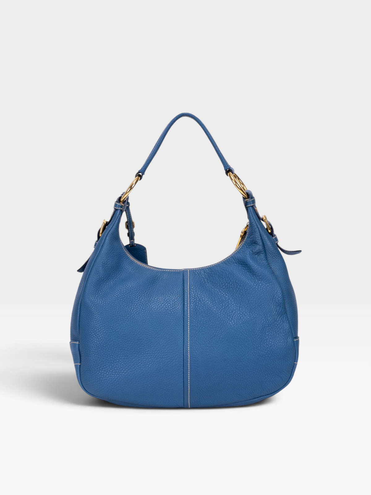 Prada Vitello Daino Hobo Bag In Blue Calf Leather