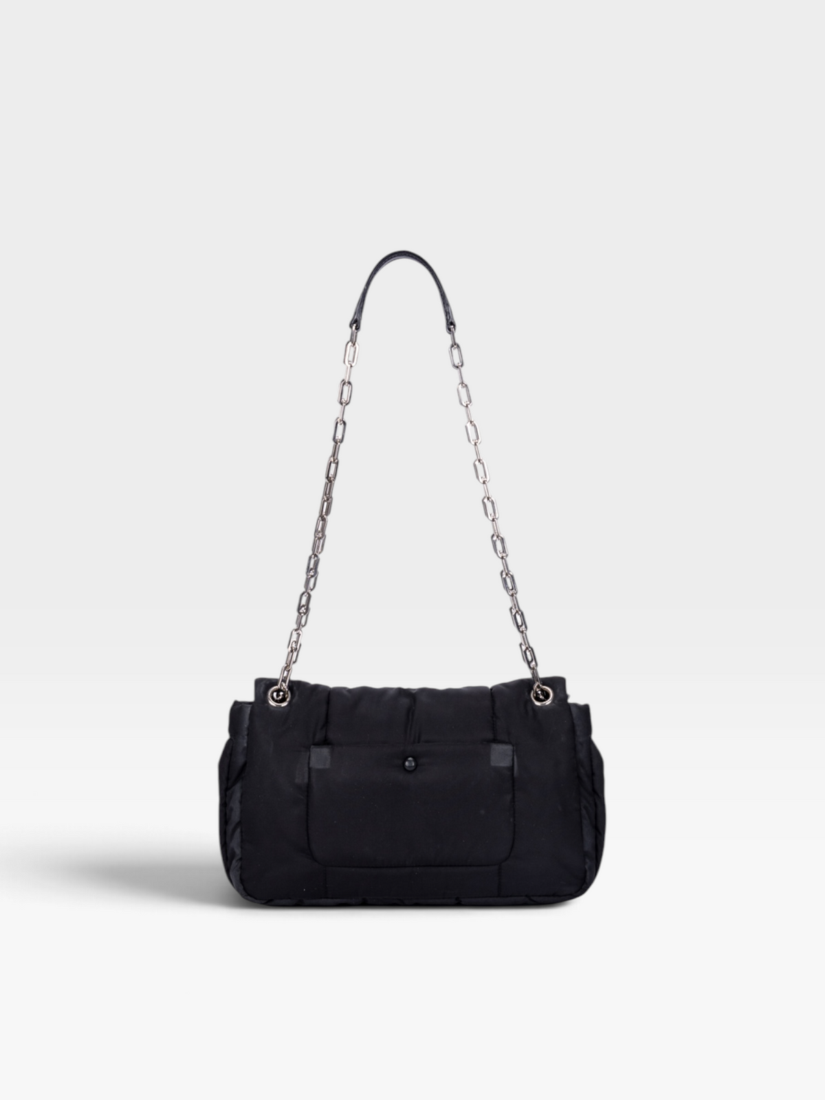 Prada Tessuto Nylon Bomber Chain Shoulder Bag In Black