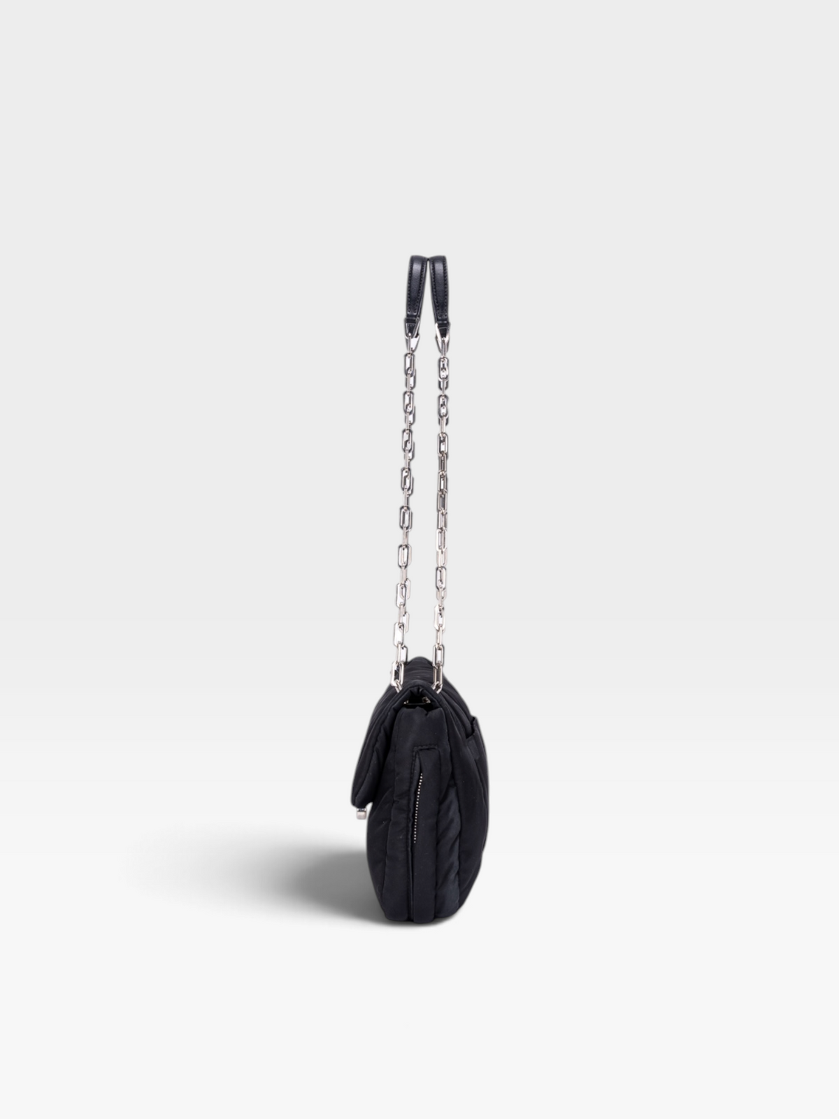 Prada Tessuto Nylon Bomber Chain Shoulder Bag In Black