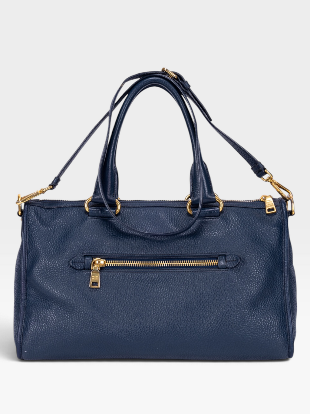 Prada Vitello Daino Motor Tote Bag In Navy