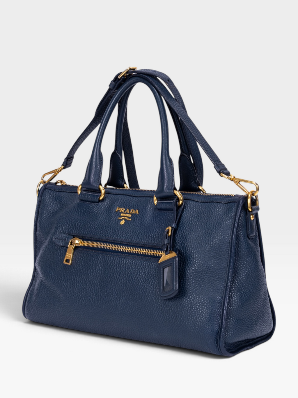 Prada Vitello Daino Motor Tote Bag In Navy