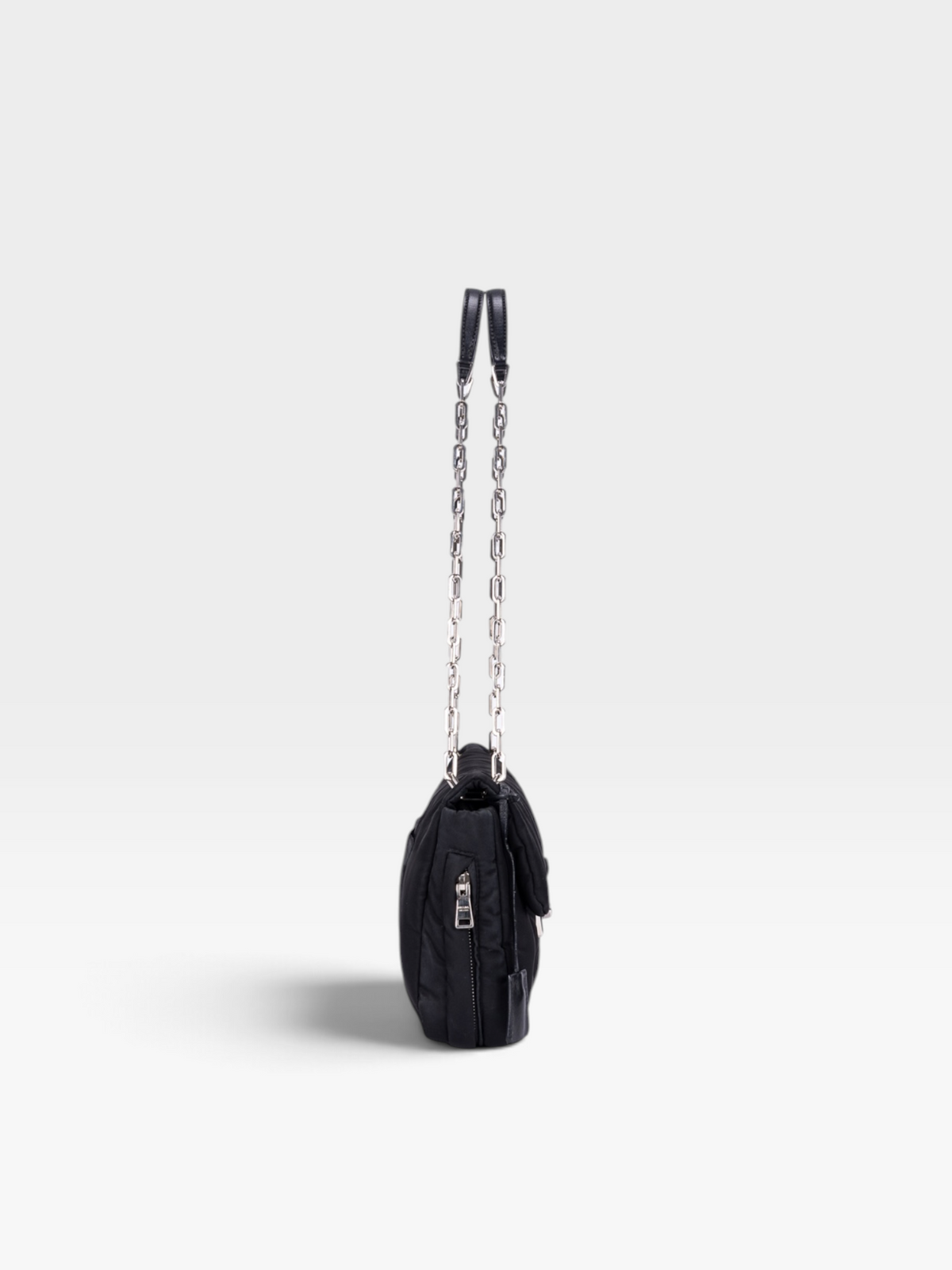 Prada Tessuto Nylon Bomber Chain Shoulder Bag In Black