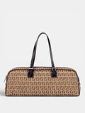 Fendi Zucchino East West Barrel Handbag In Beige/Brown