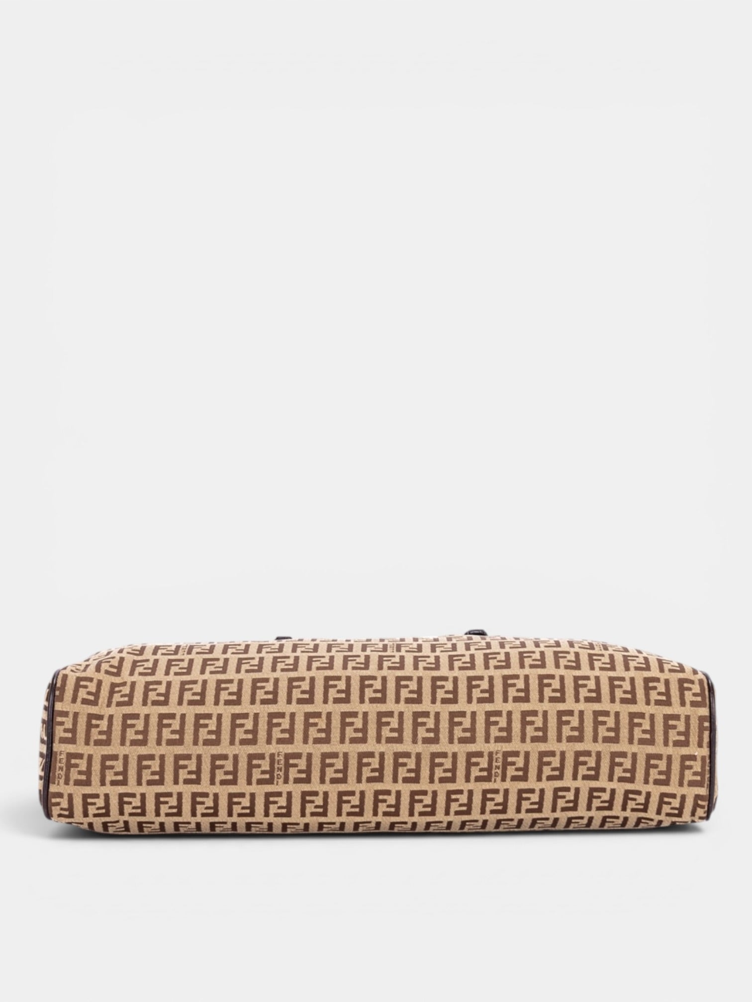 Fendi Zucchino East West Barrel Handbag In Beige/Brown