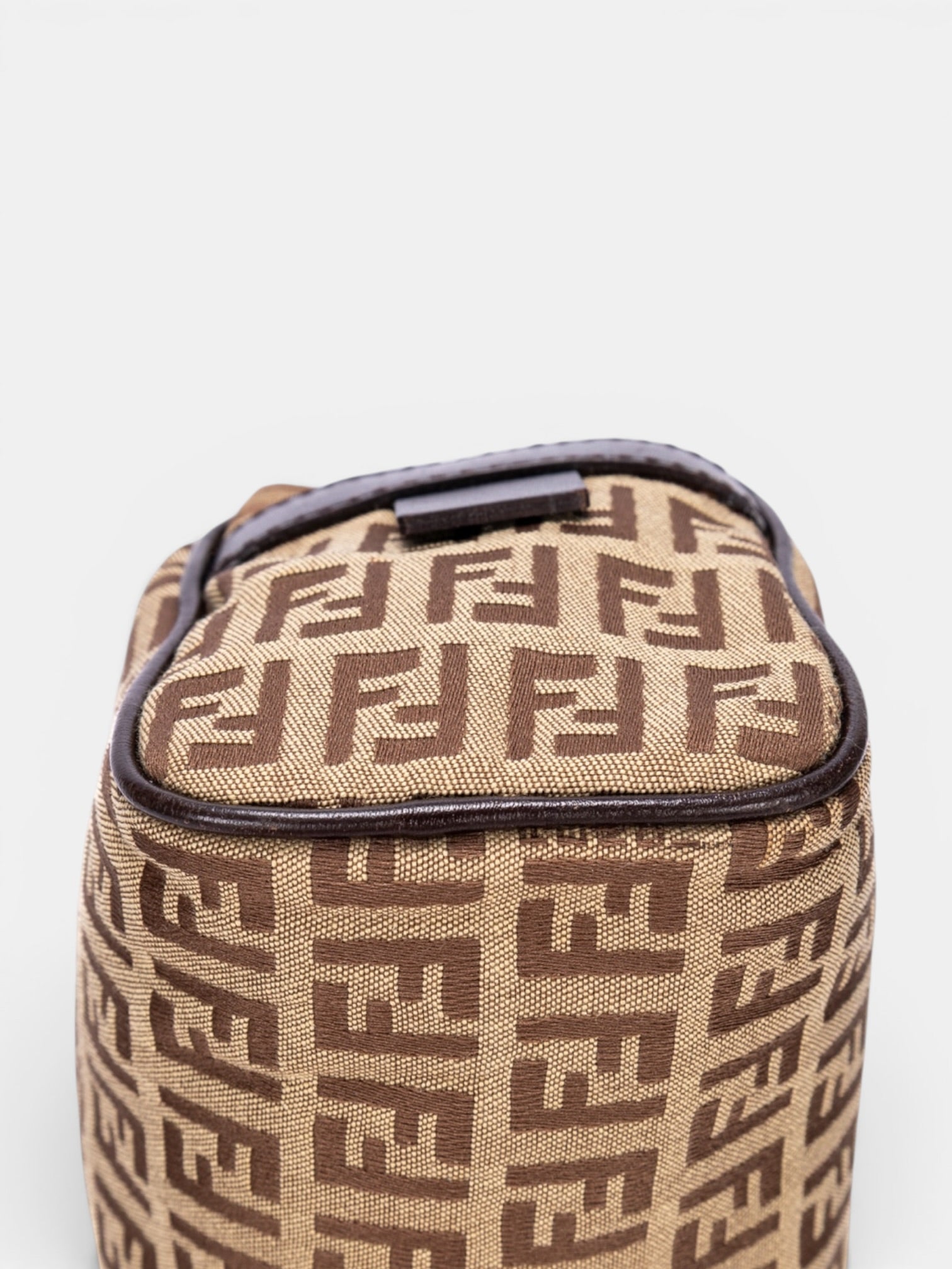 Fendi Zucchino East West Barrel Handbag In Beige/Brown