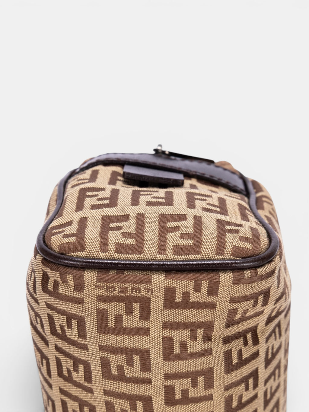 Fendi Zucchino East West Barrel Handbag In Beige/Brown