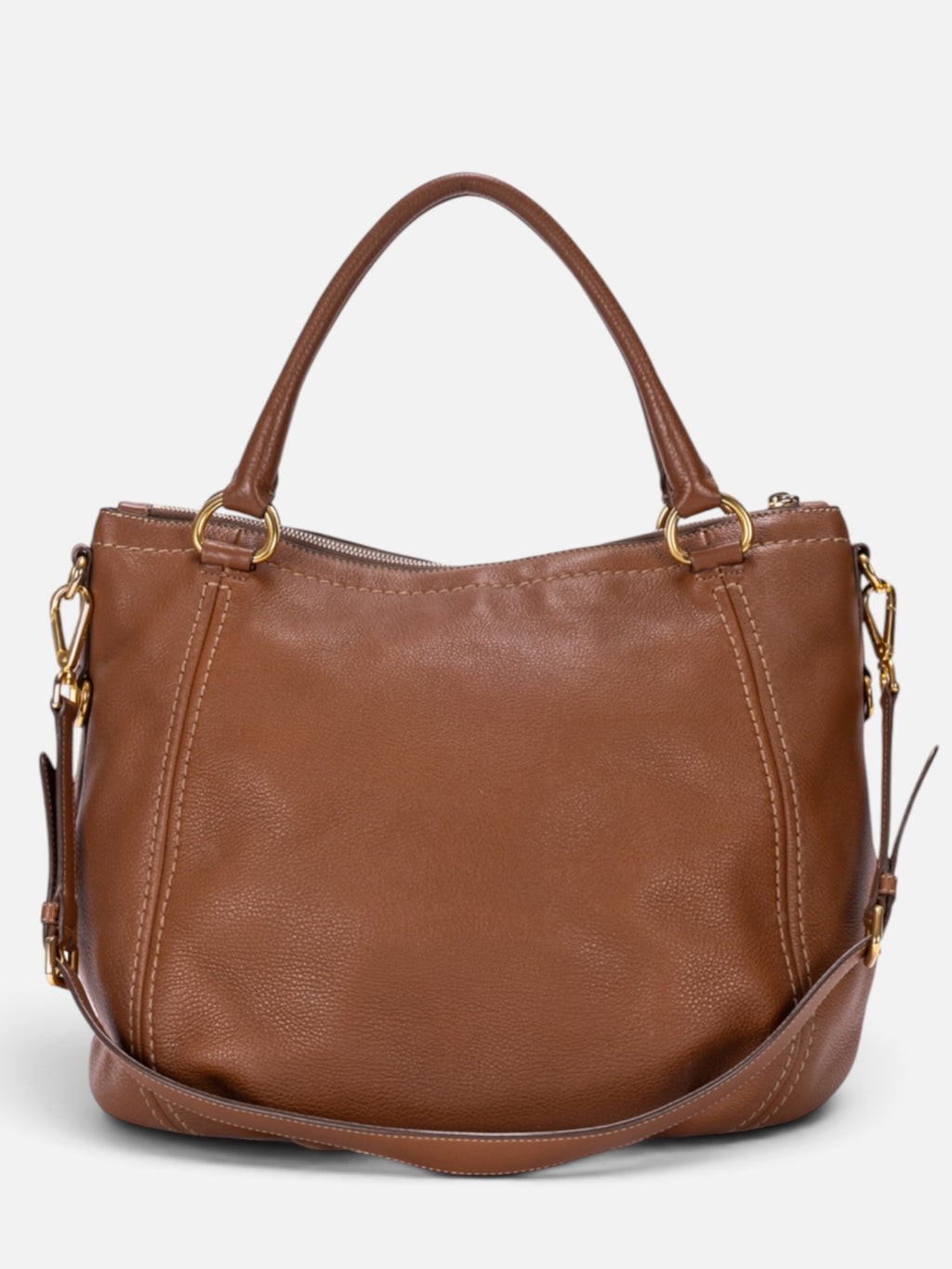 Prada Vitello Daino Tote Shoulder Bag In Brown