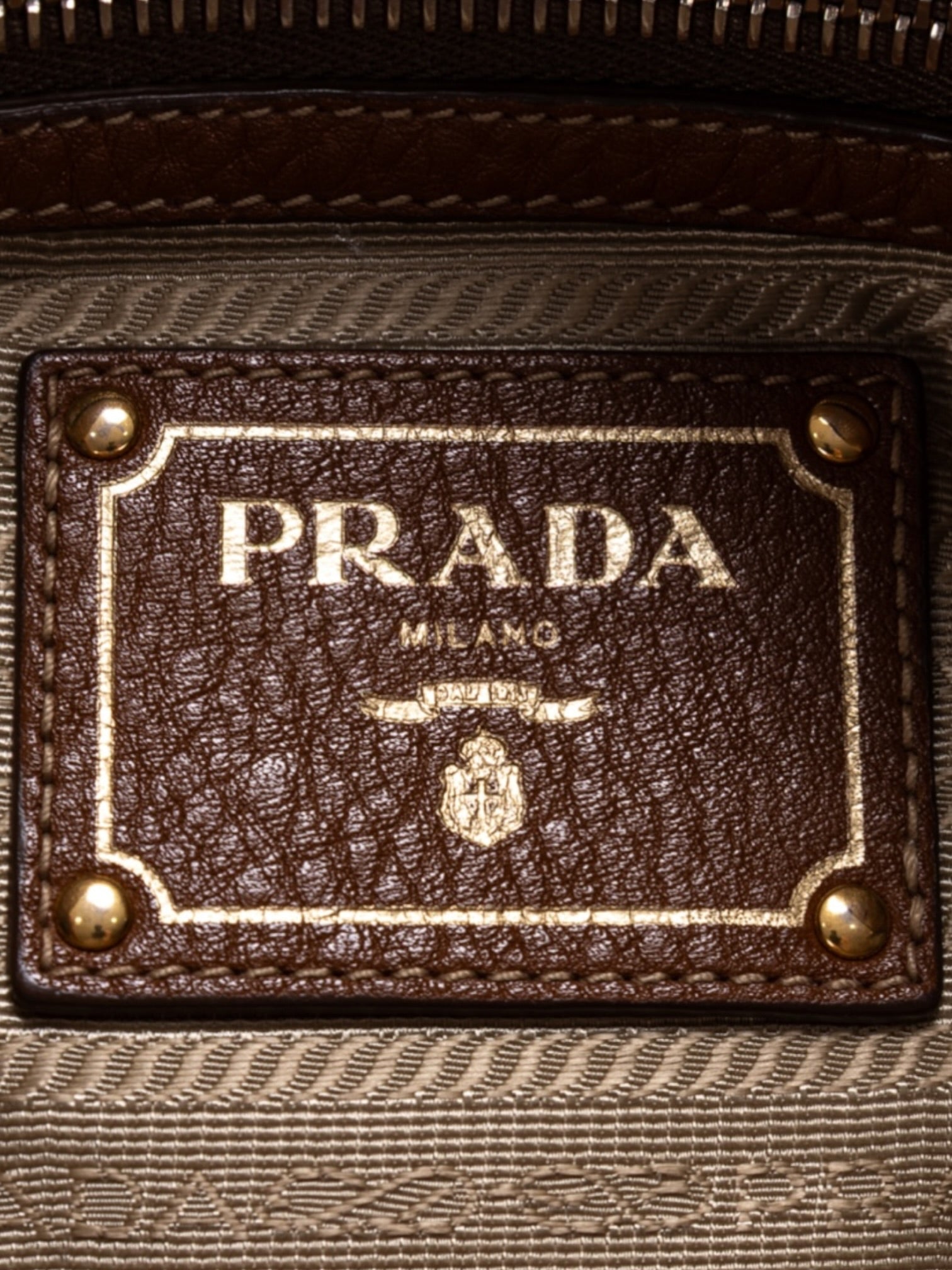 Prada Vitello Daino Tote Shoulder Bag In Brown