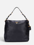 Prada Vitello Daino Shoulder Bag In Black Pebbled Leather