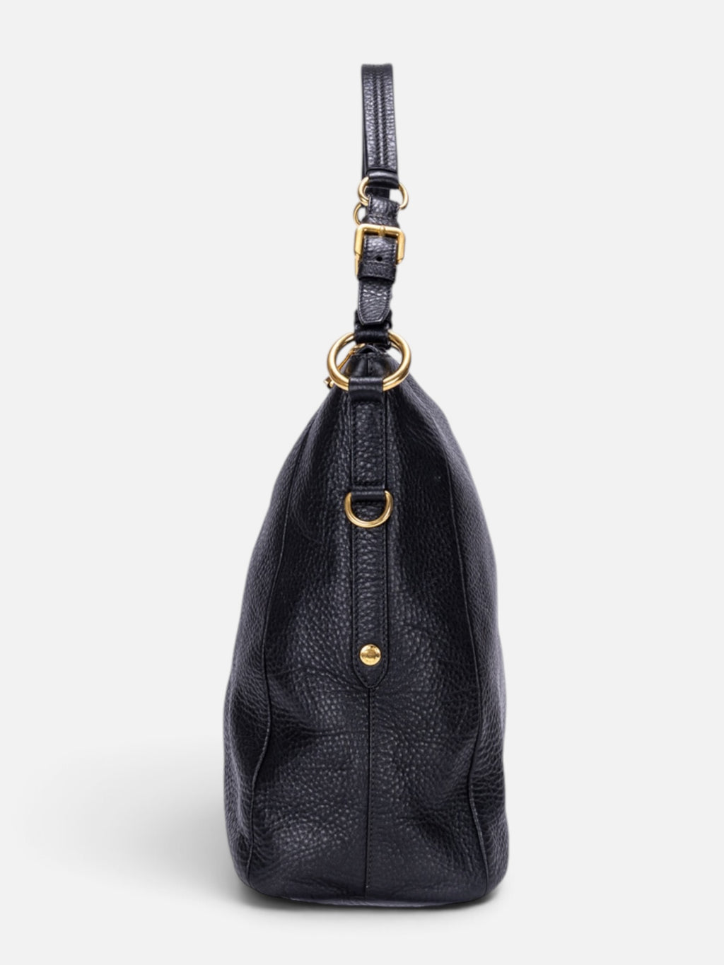 Prada Vitello Daino Shoulder Bag In Black Pebbled Leather