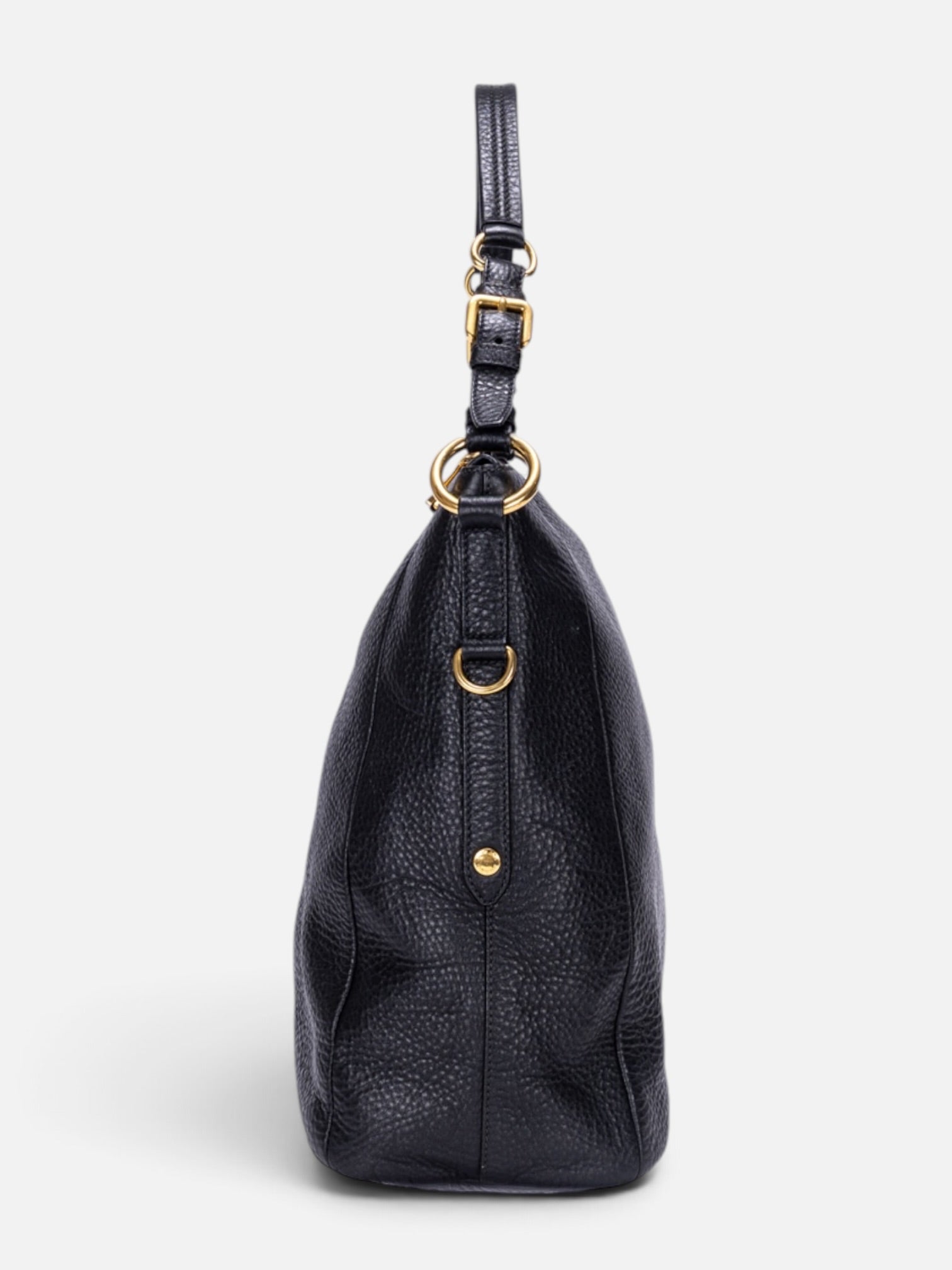 Prada Vitello Daino Shoulder Bag In Black Pebbled Leather