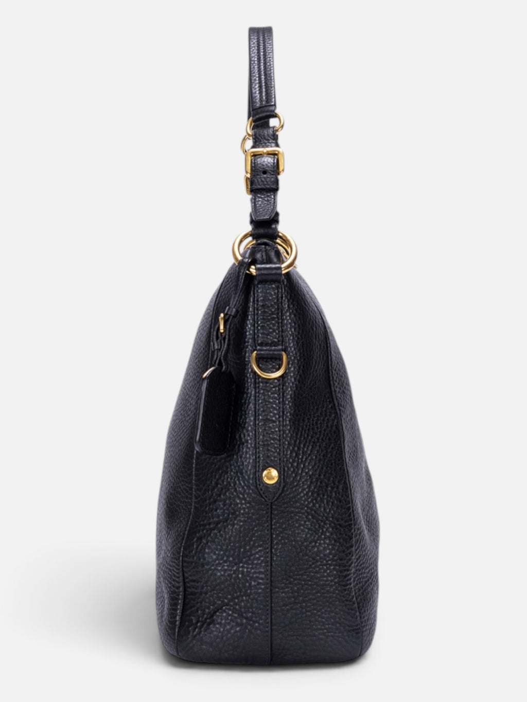 Prada Vitello Daino Shoulder Bag In Black Pebbled Leather