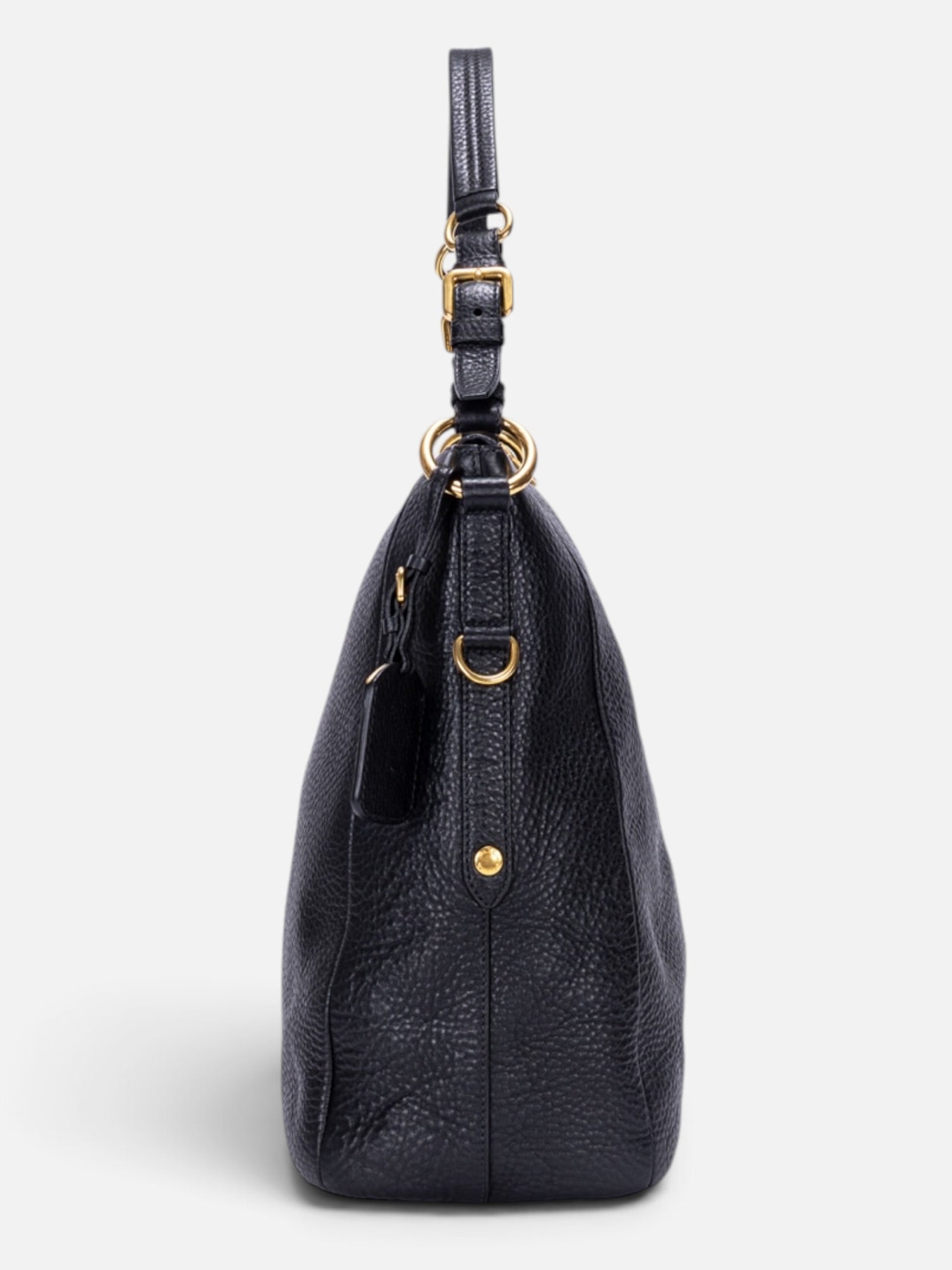Prada Vitello Daino Shoulder Bag In Black Pebbled Leather
