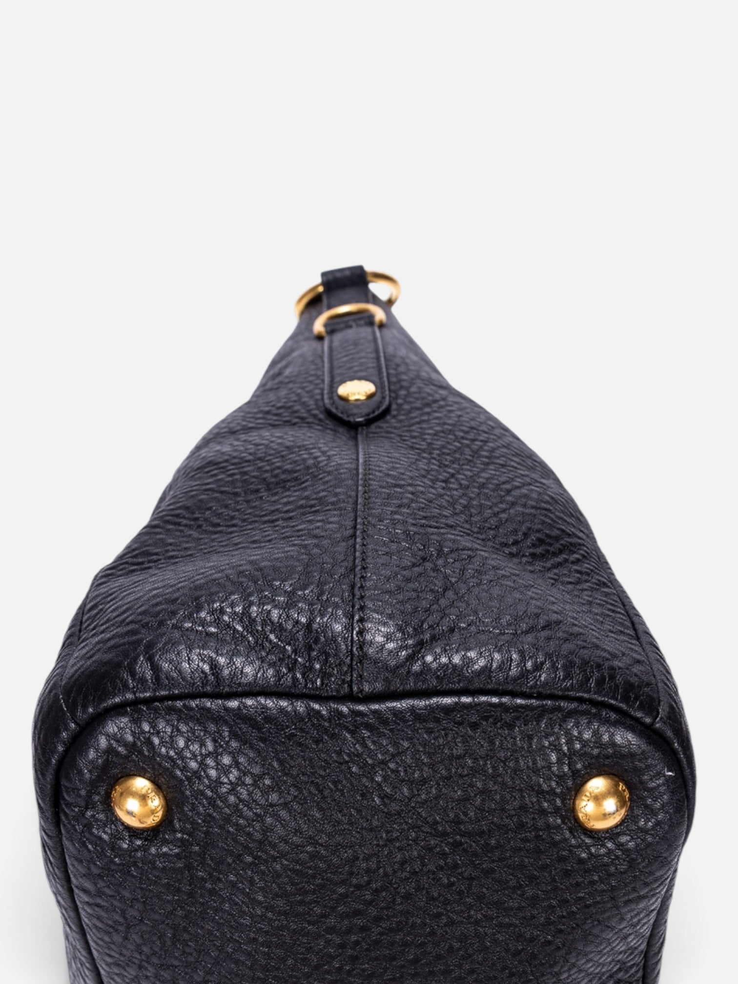 Prada Vitello Daino Shoulder Bag In Black Pebbled Leather