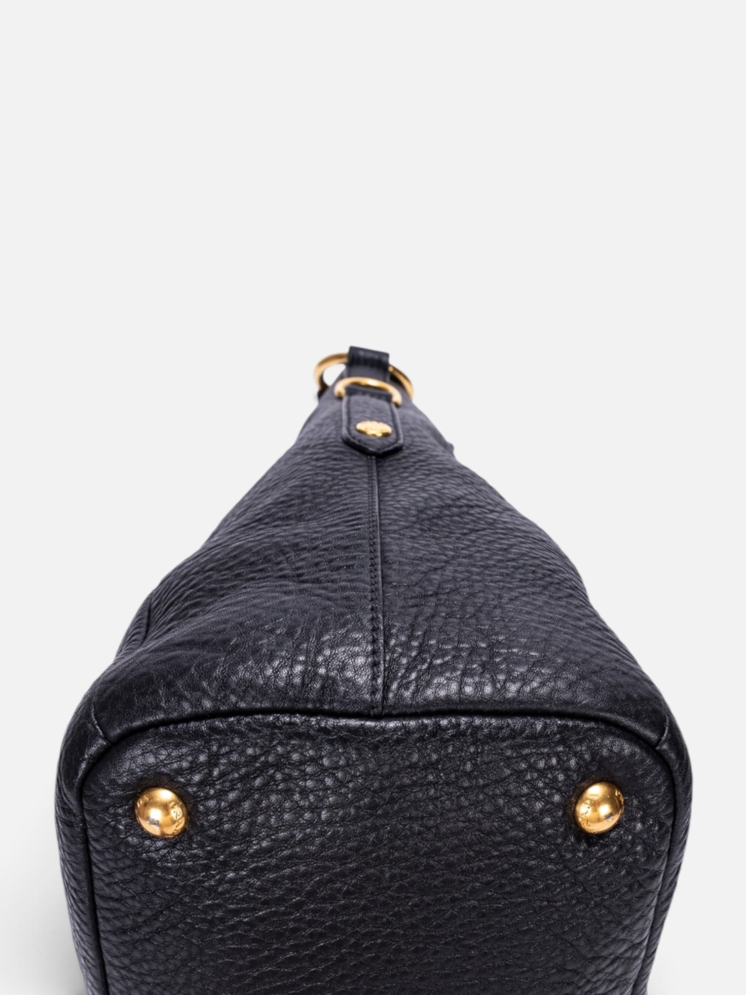 Prada Vitello Daino Shoulder Bag In Black Pebbled Leather