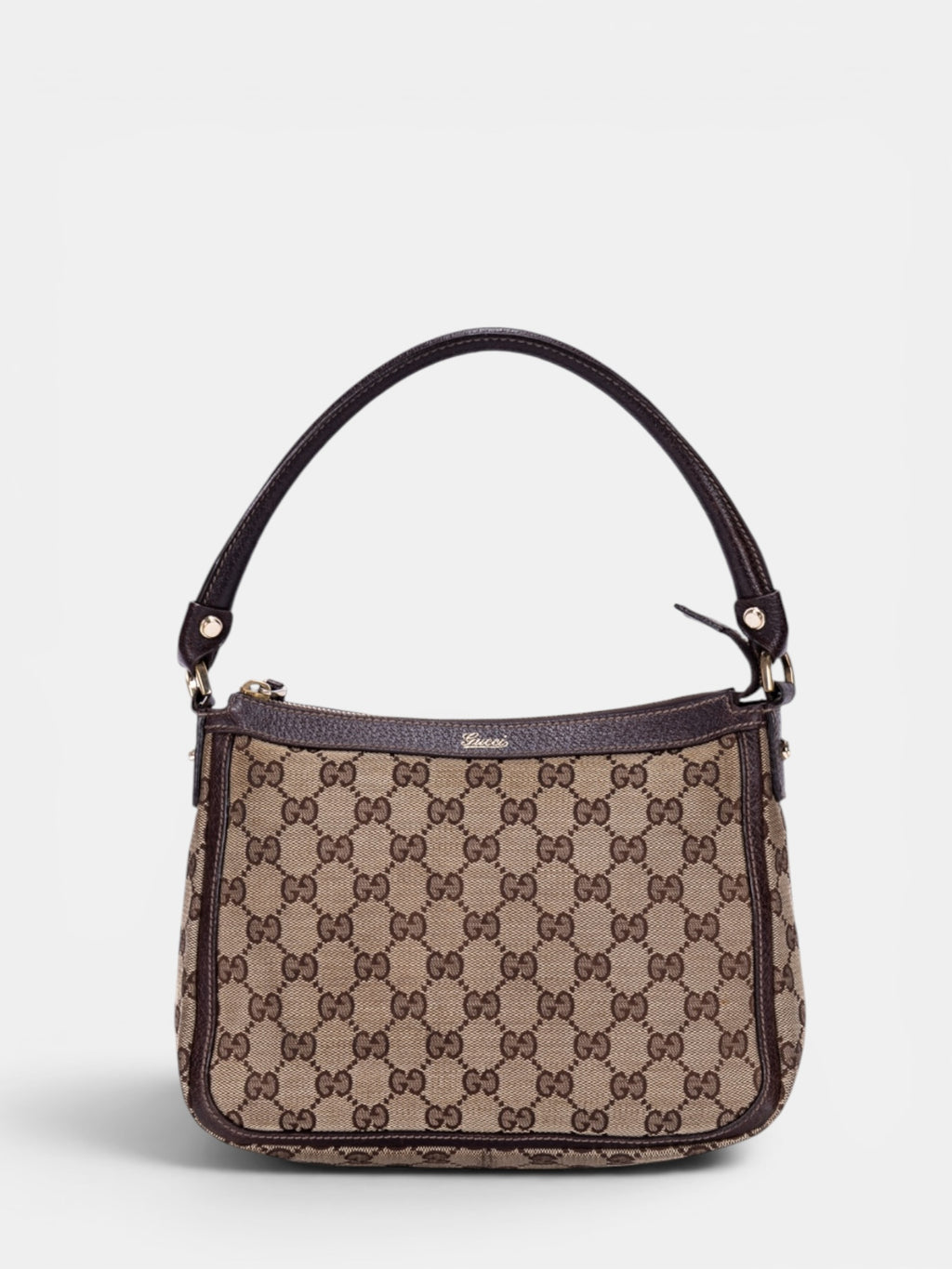 Gucci GG Canvas Abbey Zip Shoulder Bag In Brown