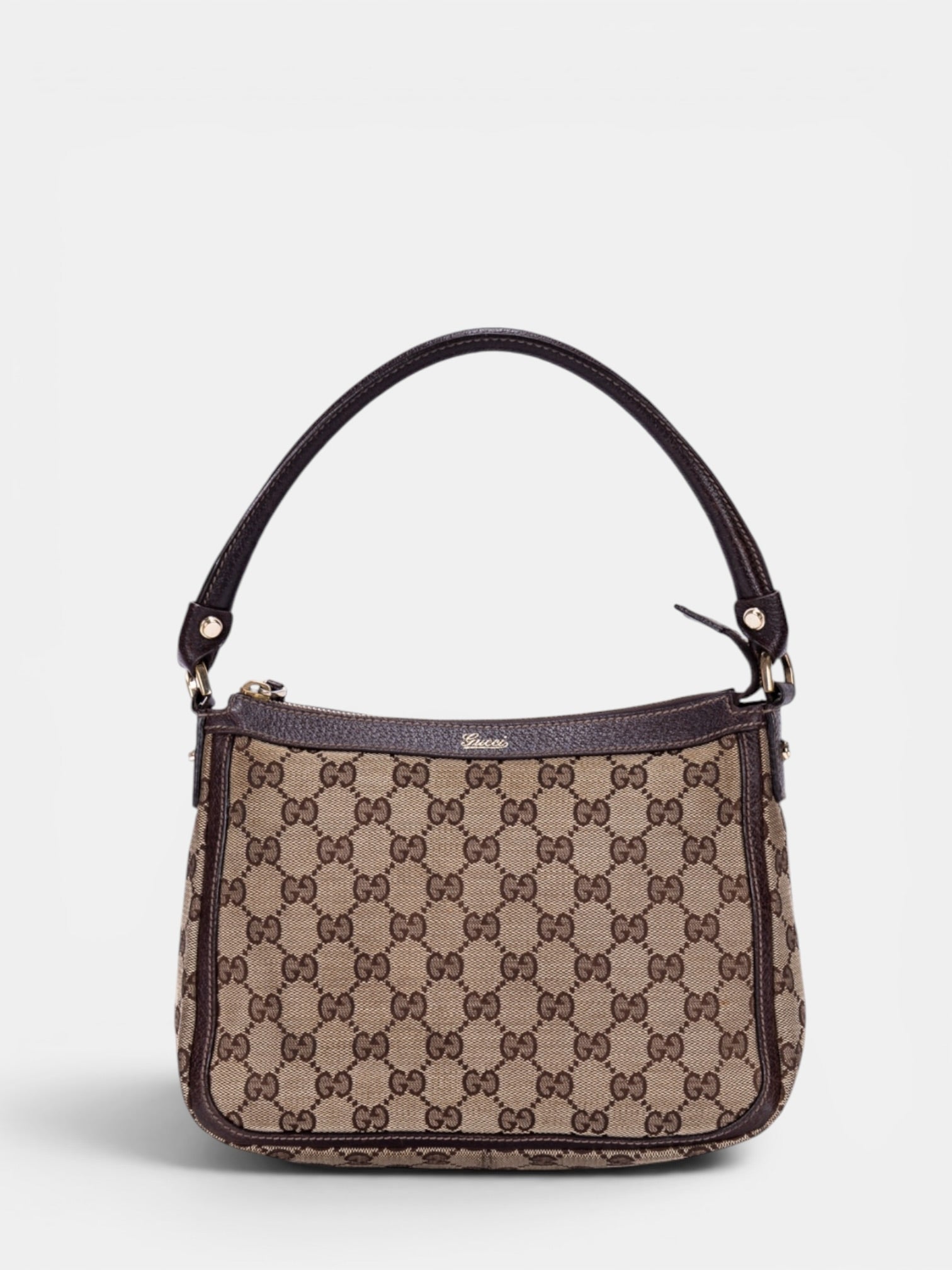 Gucci GG Canvas Abbey Zip Shoulder Bag In Brown