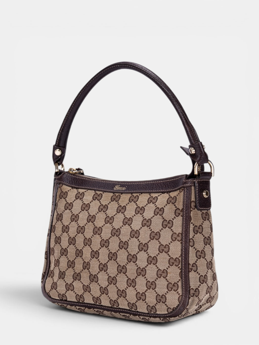 Gucci GG Canvas Abbey Zip Shoulder Bag In Brown