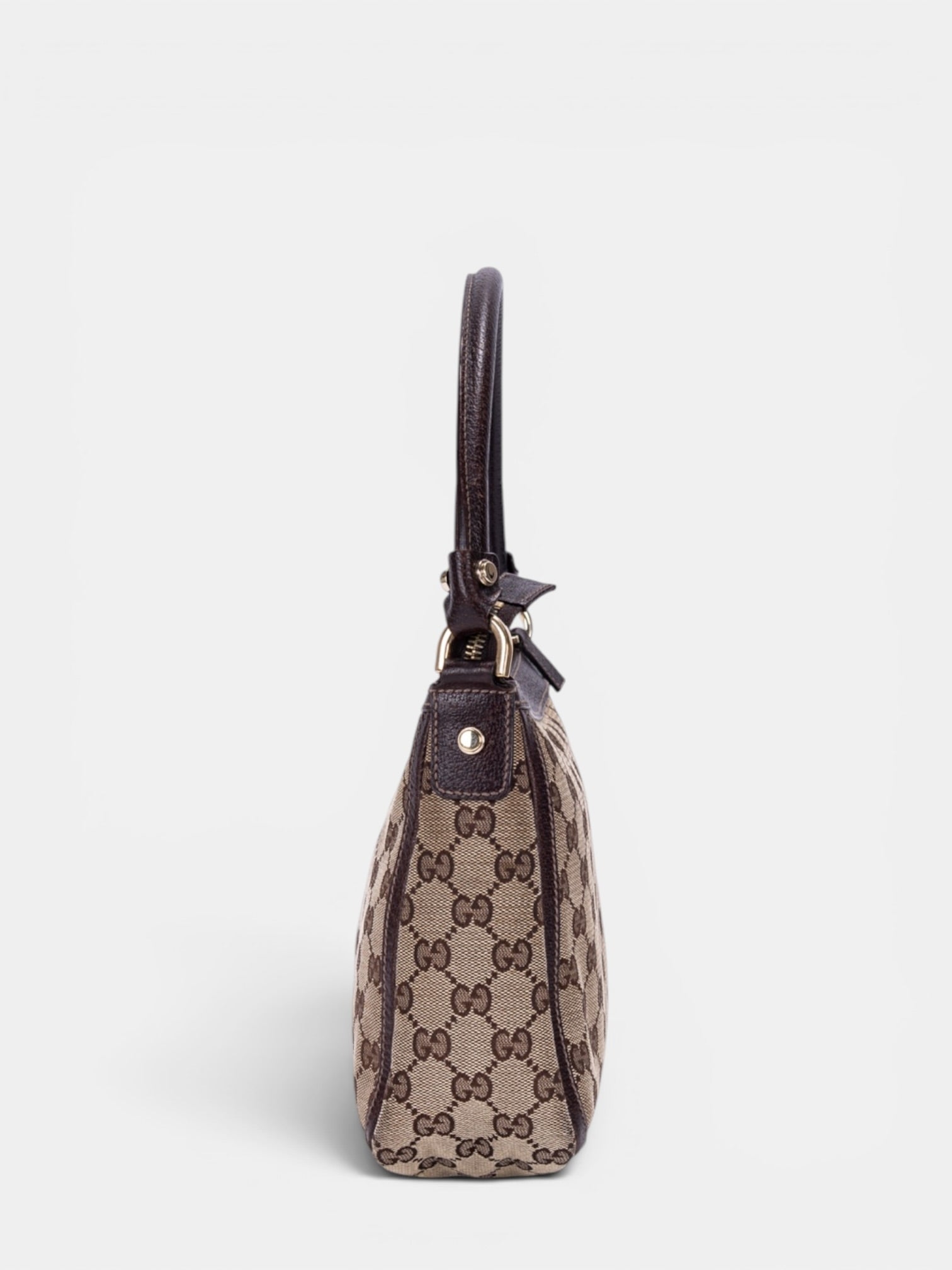 Gucci GG Canvas Abbey Zip Shoulder Bag In Brown