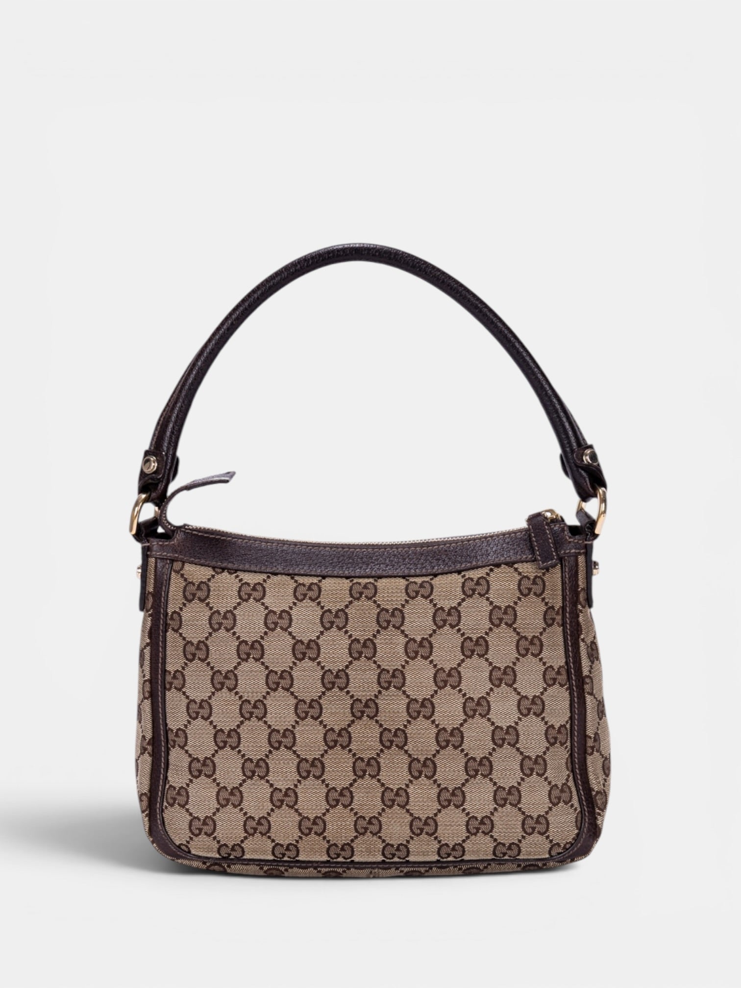 Gucci GG Canvas Abbey Zip Shoulder Bag In Brown