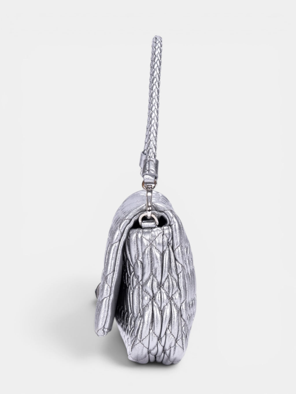 Miu Miu Crystal Cloque Nappa Leather In Sliver