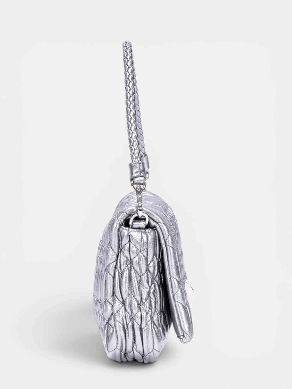 Miu Miu Crystal Cloque Nappa Leather In Sliver