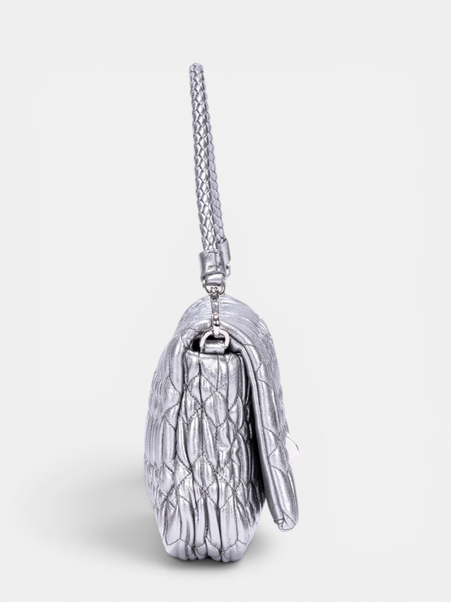 Miu Miu Crystal Cloque Nappa Leather In Sliver