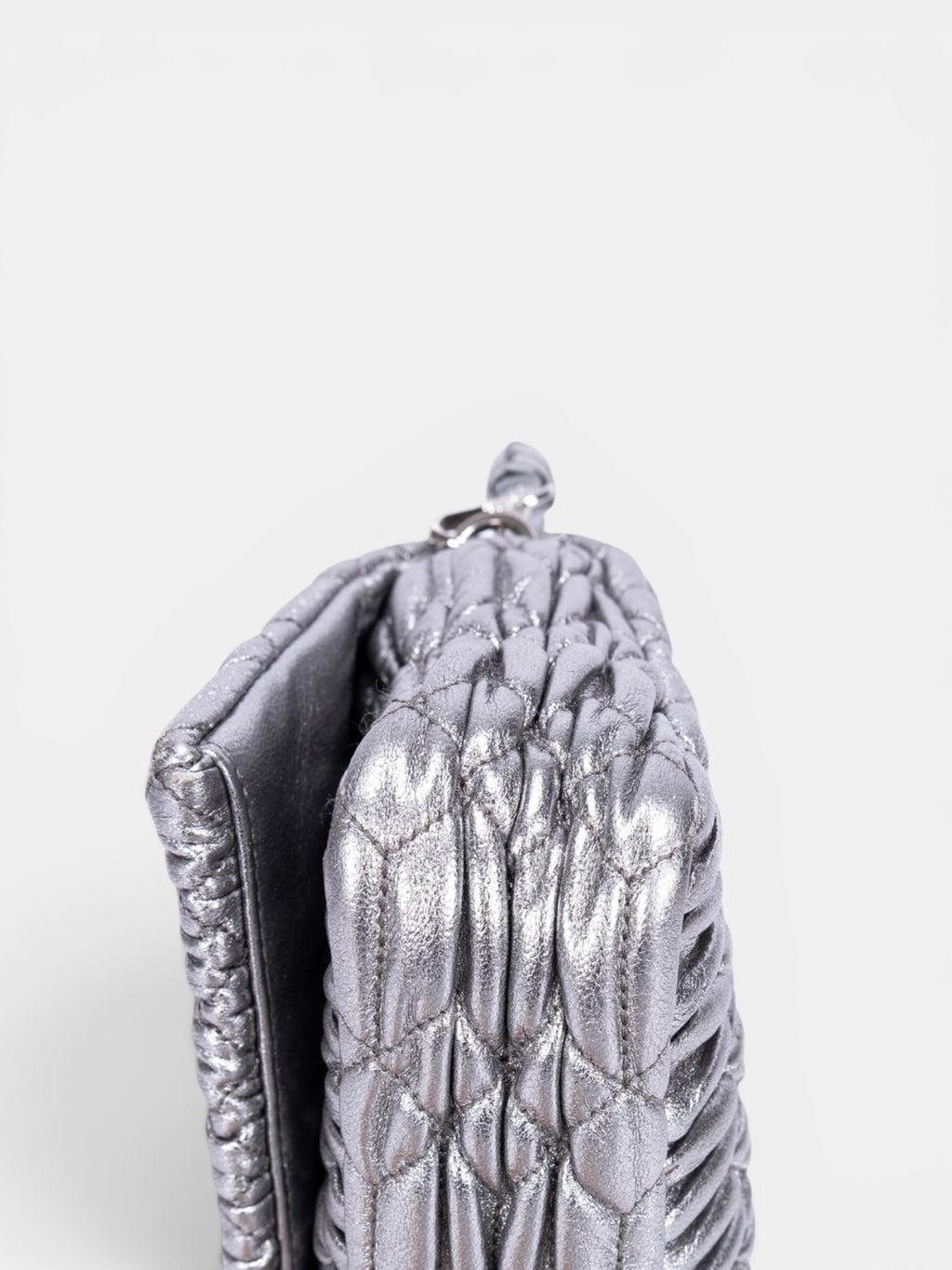 Miu Miu Crystal Cloque Nappa Leather In Sliver