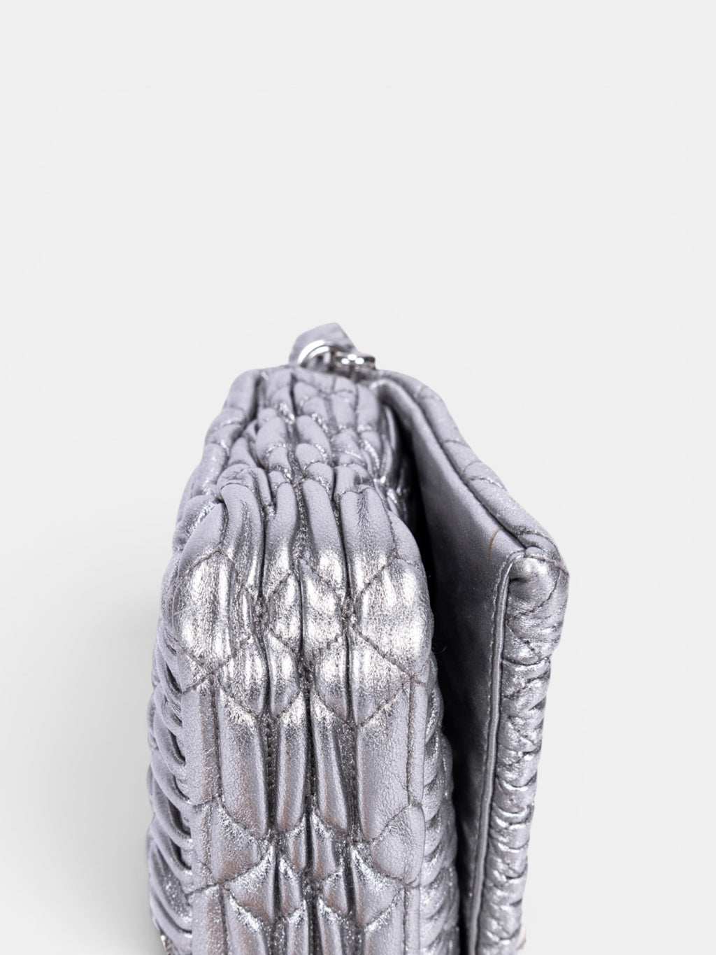 Miu Miu Crystal Cloque Nappa Leather In Sliver
