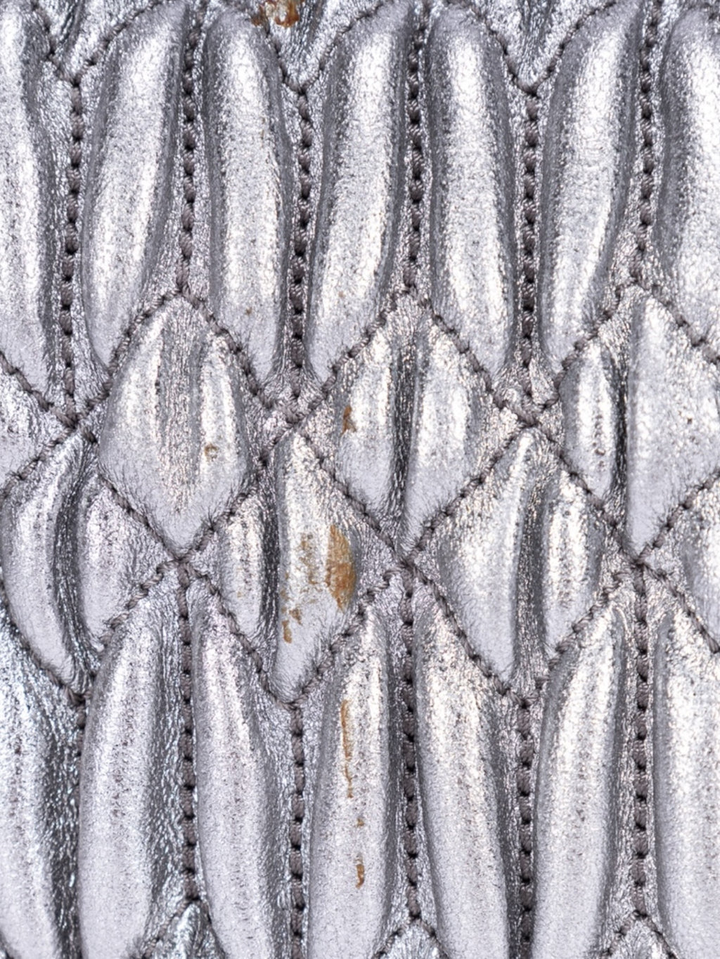 Miu Miu Crystal Cloque Nappa Leather In Sliver