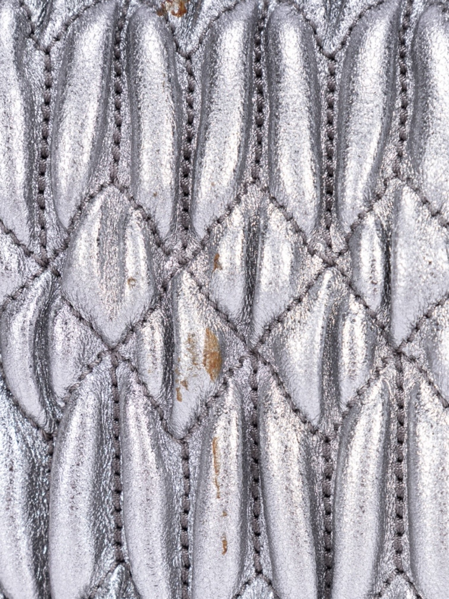 Miu Miu Crystal Cloque Nappa Leather In Sliver