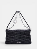 Miu Miu Crystal Cloqué Nappa Leather Shoulder Bag In Black