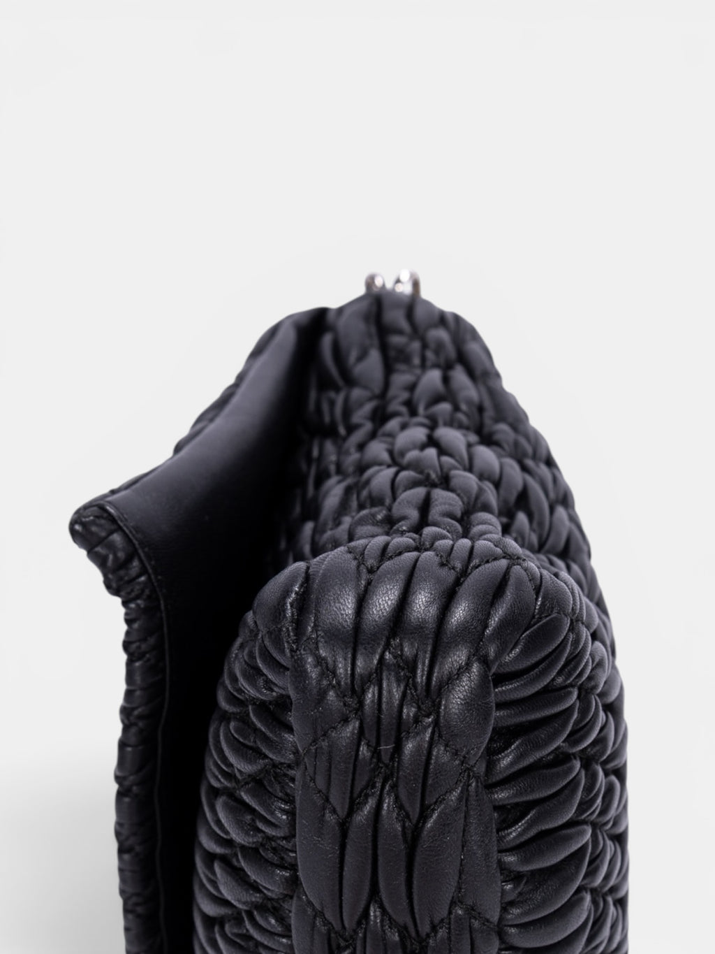 Miu Miu Crystal Cloqué Nappa Leather Shoulder Bag In Black