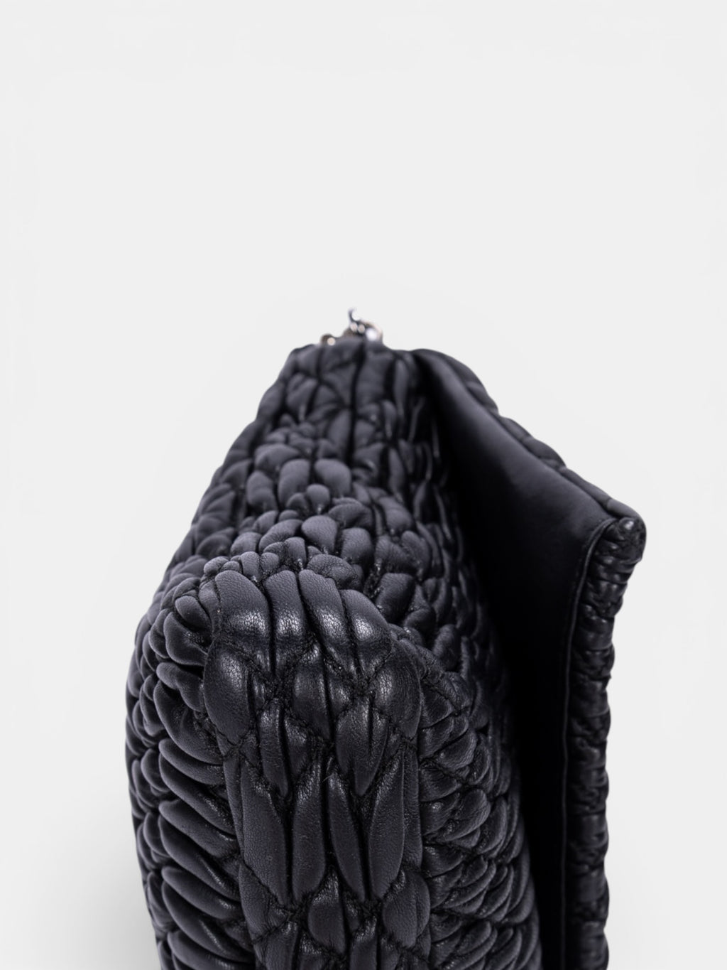 Miu Miu Crystal Cloqué Nappa Leather Shoulder Bag In Black