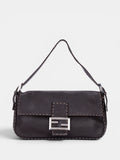 Fendi Selleria Baguette Medium Bag In Dark Brown