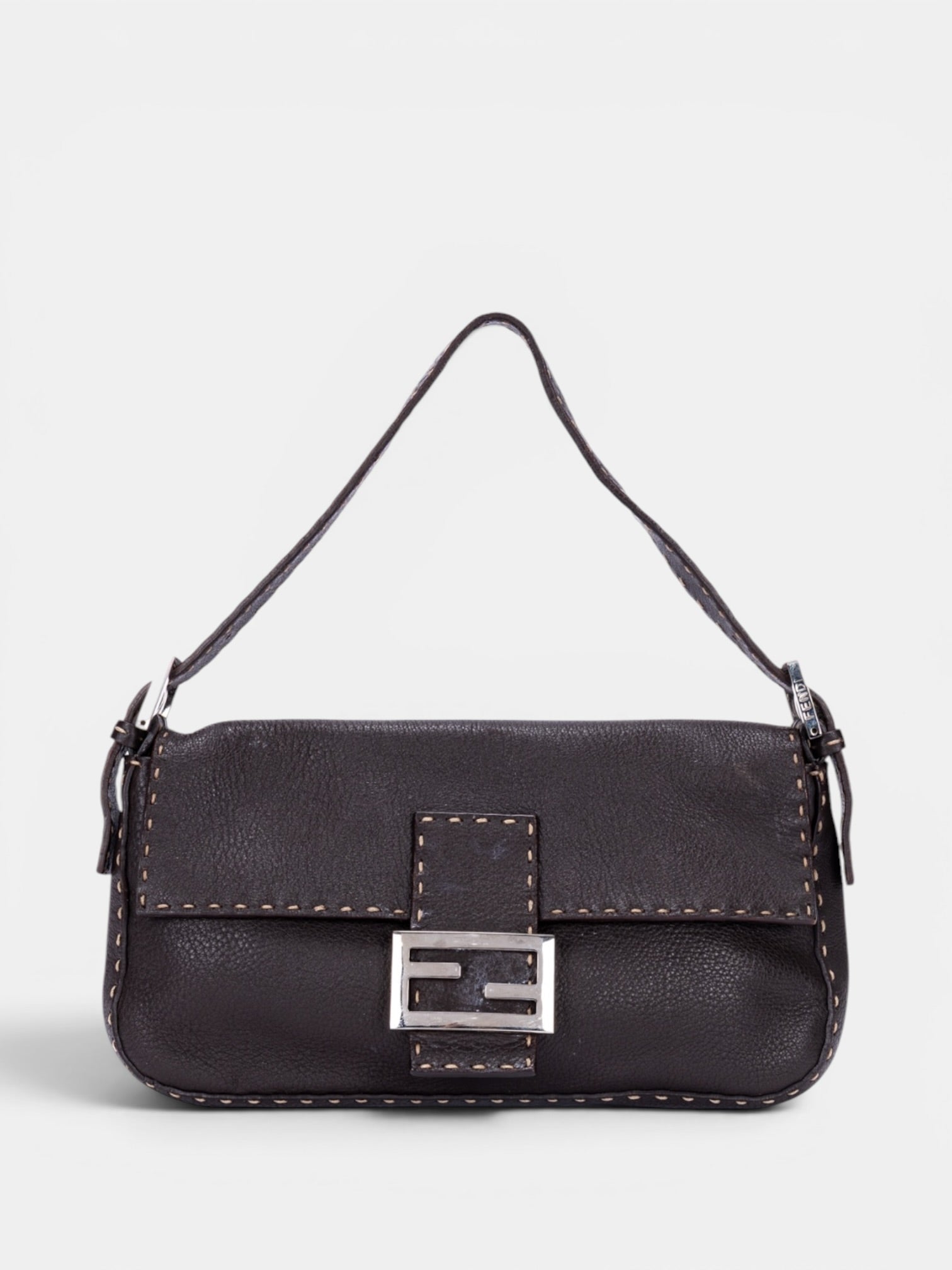 Fendi Selleria Baguette Medium Bag In Dark Brown
