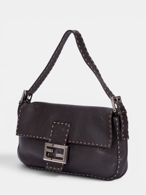 Fendi Selleria Baguette Medium Bag In Dark Brown