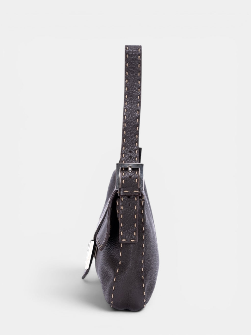 Fendi Selleria Baguette Medium Bag In Dark Brown